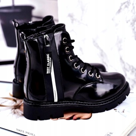 Vinceza Lasten saappaat lämpimänä vetoketjulla lakatulla mustalla haukalla 3