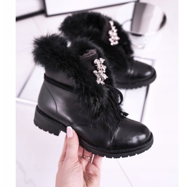 MSMG Lasten mustat lämpimät saappaat Fur Ella 2