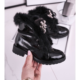 MSMG Lasten saappaat Lämmin lakattu musta Ella 2