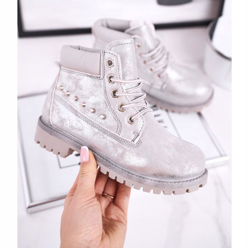 MSMG Lasten lämpimät saappaat, joissa nastat Silver Gonzo hopea 2