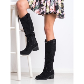 Small Swan Cowboy -saappaat koristeilla musta 1