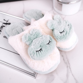 Naisten turkis tohvelit vaaleanvihreä kani vaaleanpunainen 1