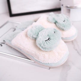 Naisten turkis tohvelit vaaleanvihreä kani vaaleanpunainen 2