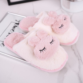 Naisten turkiset tohvelit, turkisvalkoinen ja vaaleanpunainen kani 1