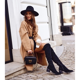 Naisten polvisaappaat eko-mokkanahka Can't Stop musta 2