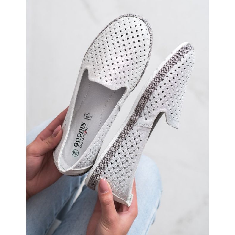 Goodin Nahkaiset avoimet herrat valkoinen hopea 2