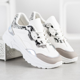 SHELOVET Sidotut lenkkarit Eco -nahkaa valkoinen harmaa 1