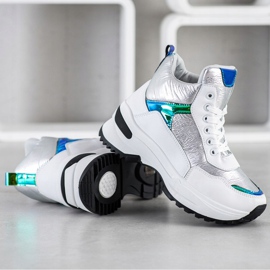 Ideal Shoes Korkealaatuiset lenkkarit eko-nahkaa valkoinen hopea 2