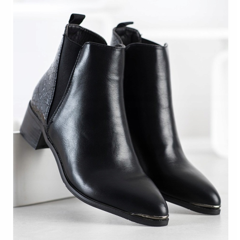 Kayla Tyylikkäät saappaat matalalla pylväällä musta 2