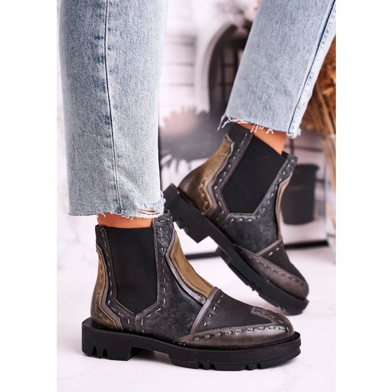 Naisten nahkaiset Jodhpur-saappaat Maciejka Grey 04634-03 beige ruskea harmaa 1