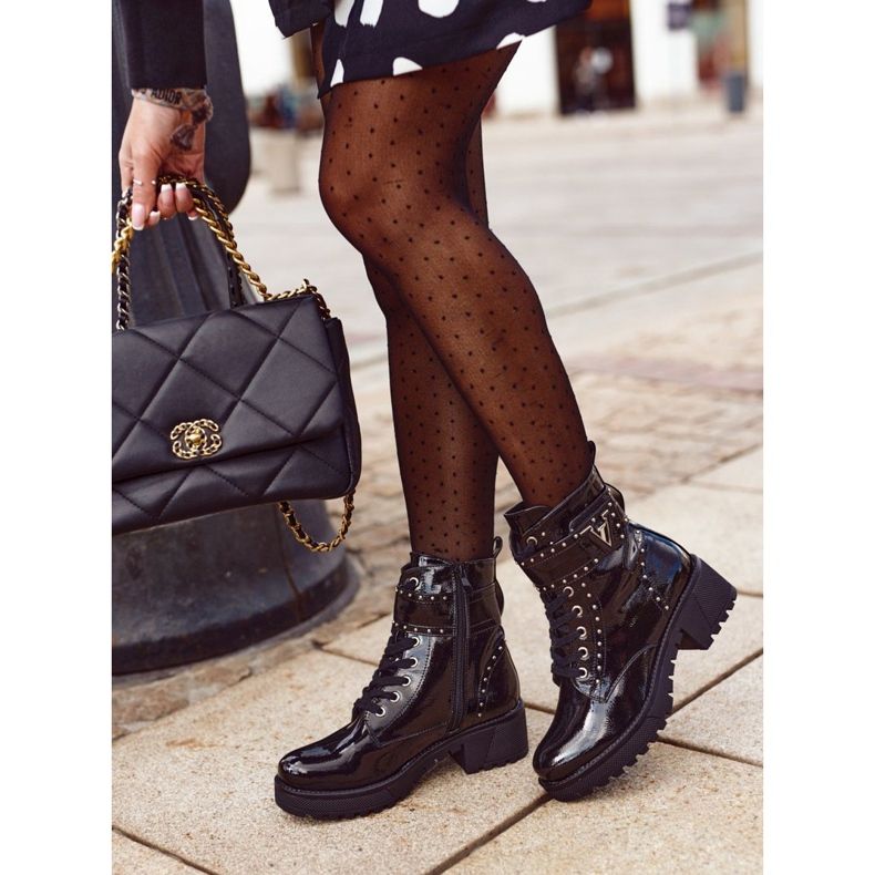 Mustat lakatut Valeria -naisten saappaat 2