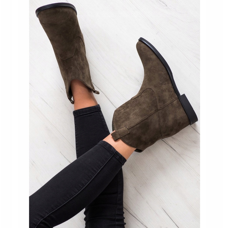 SHELOVET Lämpimät cowboy -saappaat kiilalla khaki vihreä 1