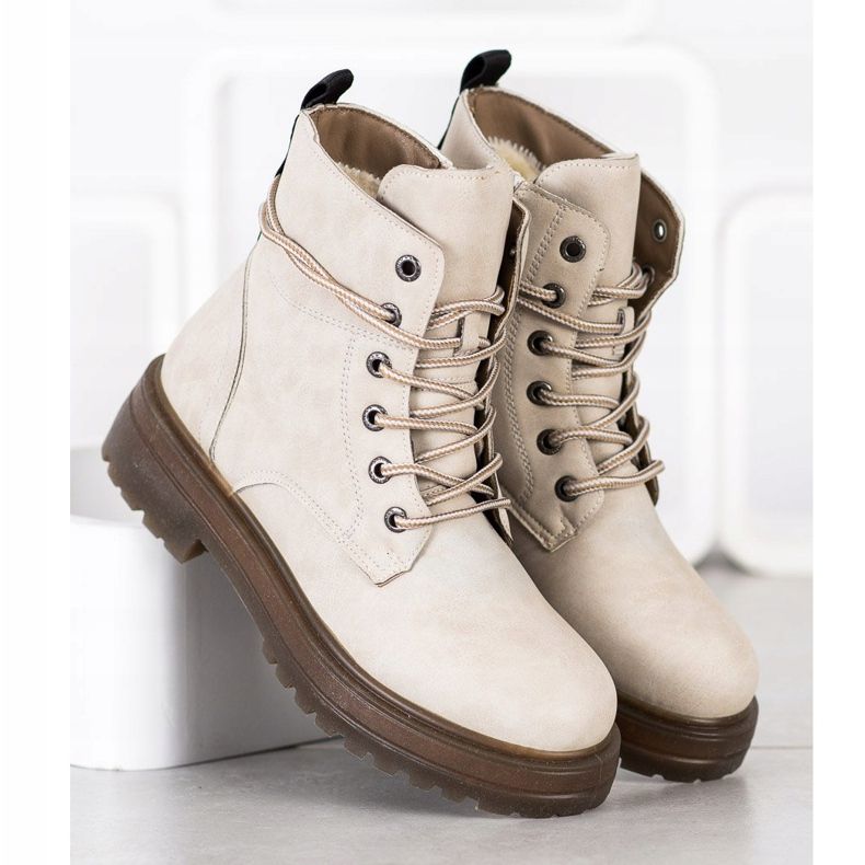 SHELOVET Beige Trappers Eco -nahkaa 1