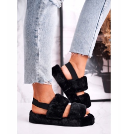 FJ1 Naisten tossut alustalla Fur Black Cotton Candy musta 2