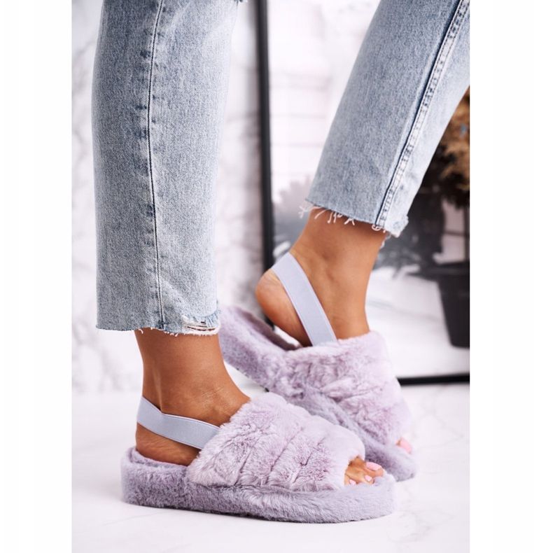 FJ1 Naisten tohvelit Fur Purple Snowflake -alustalla violetti 2