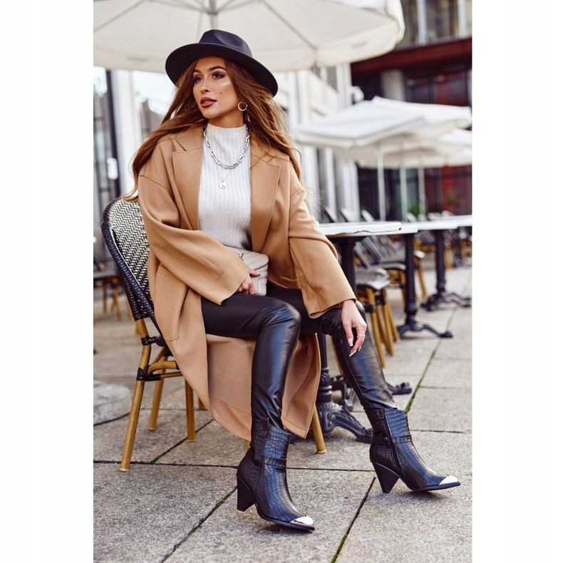 FG1 Naisten saappaat High Steel Toe Print Musta Ikuisesti 2