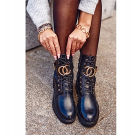 PS1 Naisten Saappaat Nauhatyöntekijät Musta Kulta 1