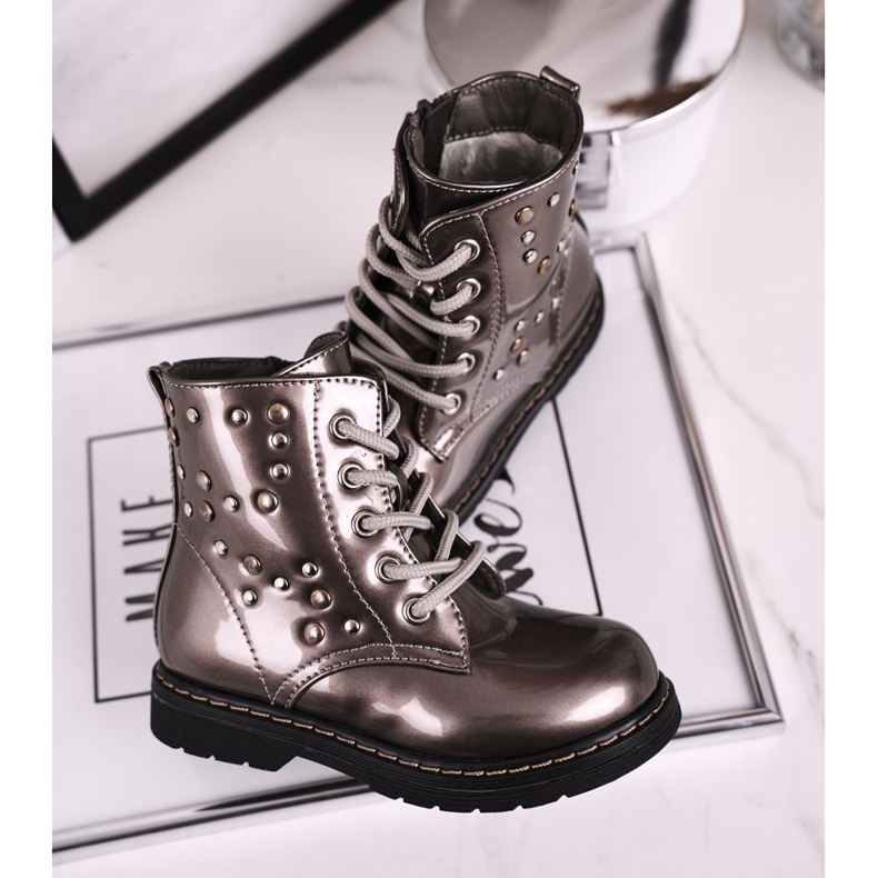 Lasten lämpimät saappaat tekojalokivillä lakatulla kuuluisuudella hopea harmaa 1