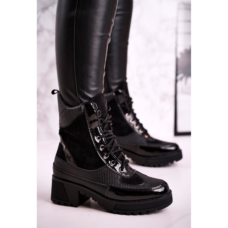 Saappaat Työntekijät lämmitetty Musta Animal Print Helena 1