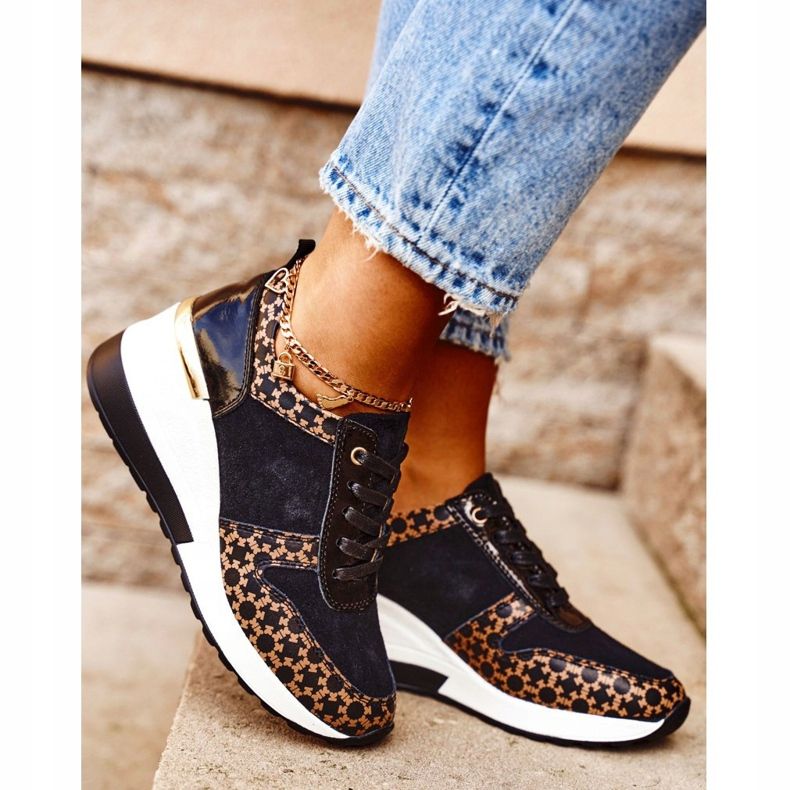 S.Barski Naisten urheilukengät Tennarit Musta Valkoinen Metronus beige kultainen 2