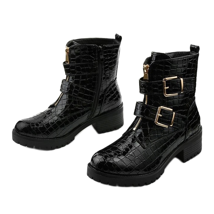 Mustat litteät eristetyt, lakatut Lineley -saappaat 2