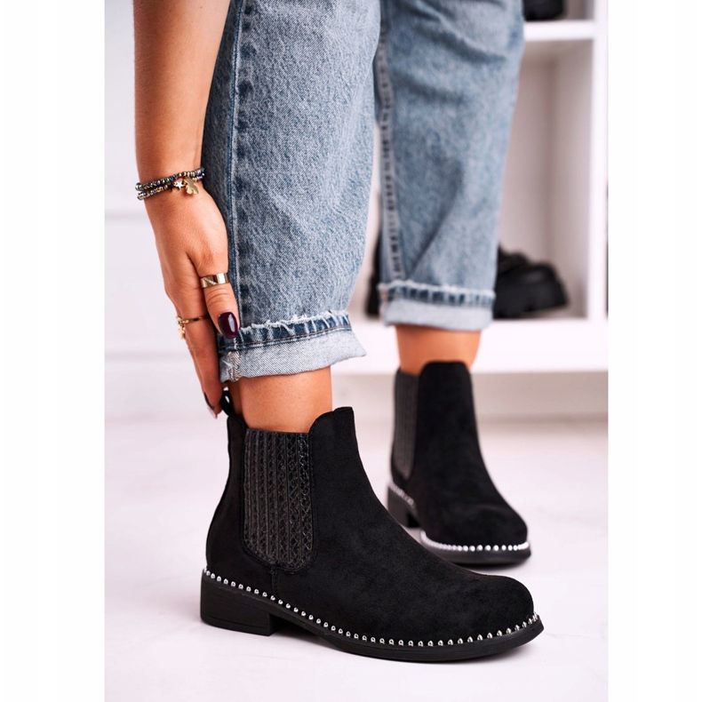 Naisten saapikkaat Jodhpur saappaat Suede Black Meagan musta 1