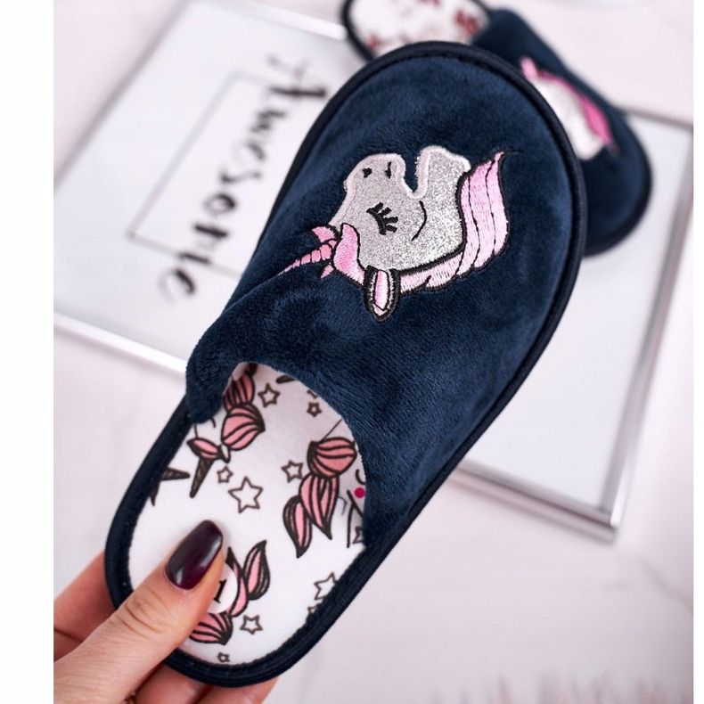 Lasten tohvelit Unicorn Navy Blue Unicorn tummansininen 2