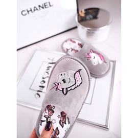 Lasten harmaat yksisarviset tohvelit yksisarvisella 2