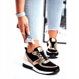 Vinceza Naisten urheilukengät nahka musta ja kulta 21-7777 kultainen 1