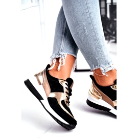 Vinceza Naisten urheilukengät nahka musta ja kulta 21-7777 kultainen 3