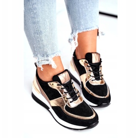 Vinceza Naisten urheilukengät nahka musta ja kulta 21-7777 kultainen 4