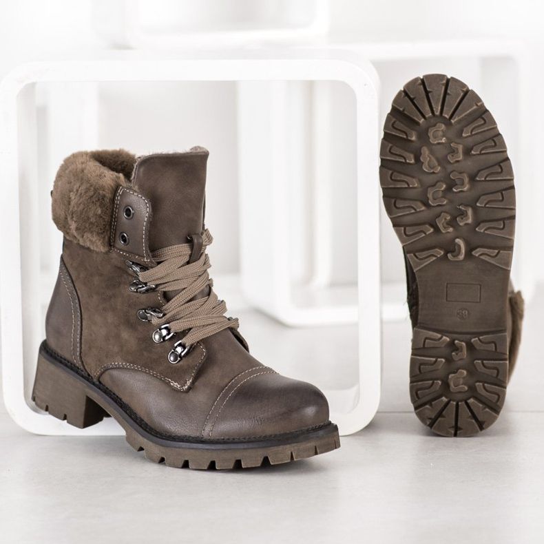 Super Mode Lämpimät, sidotut saappaat harmaa 1