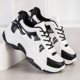 SHELOVET Mukavat Eco -nahka -lenkkarit valkoinen musta 2