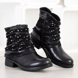 Queentina Mukavat saappaat koristeilla musta 1