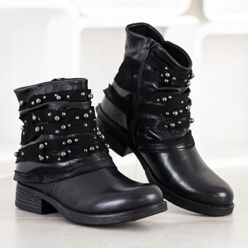 Queentina Mukavat saappaat koristeilla musta 1