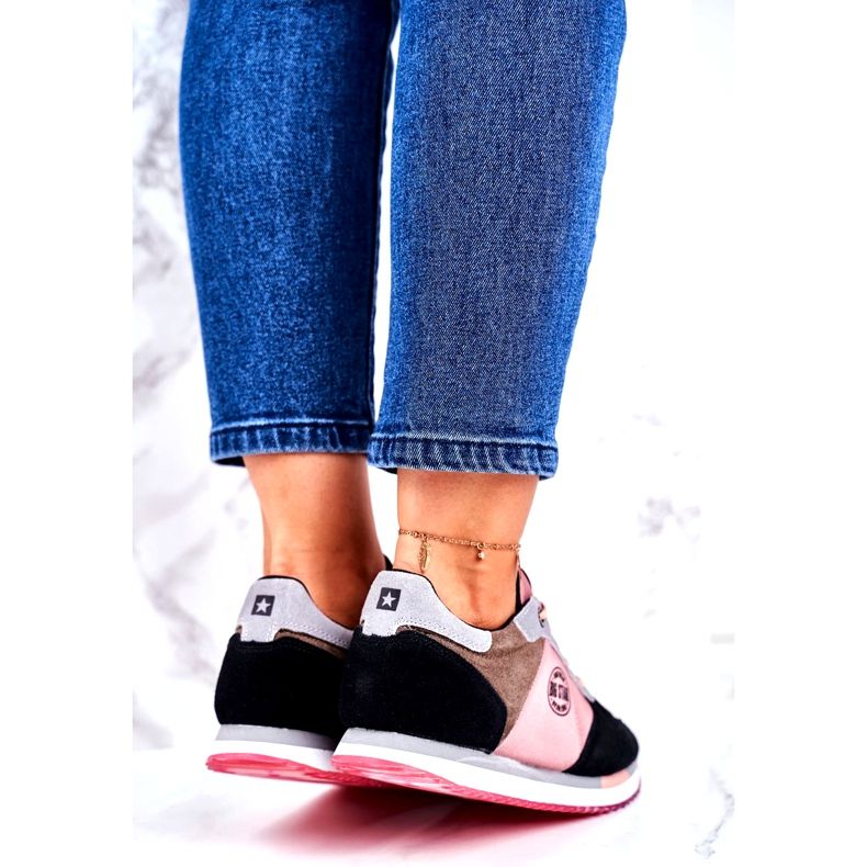 Naisten urheilukengät Big Star GG274458 musta khaki vaaleanpunainen harmaa 2