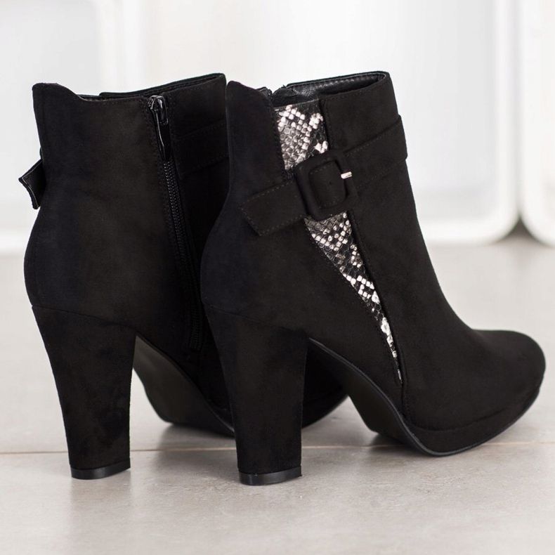 SHELOVET Snake Print High Heel -saappaat musta harmaa 1