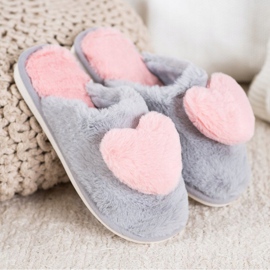 Bona Tossut sydämellä vaaleanpunainen harmaa 1