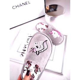 Lasten harmaat yksisarviset tohvelit yksisarvisella vaaleanpunainen hopea 2