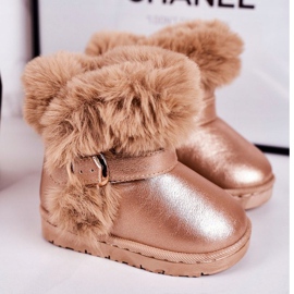 FRROCK Lämpimät lasten lumisaappaat, joissa on turkisruusukultaisia ​​hyytelöitä vaaleanpunainen 1