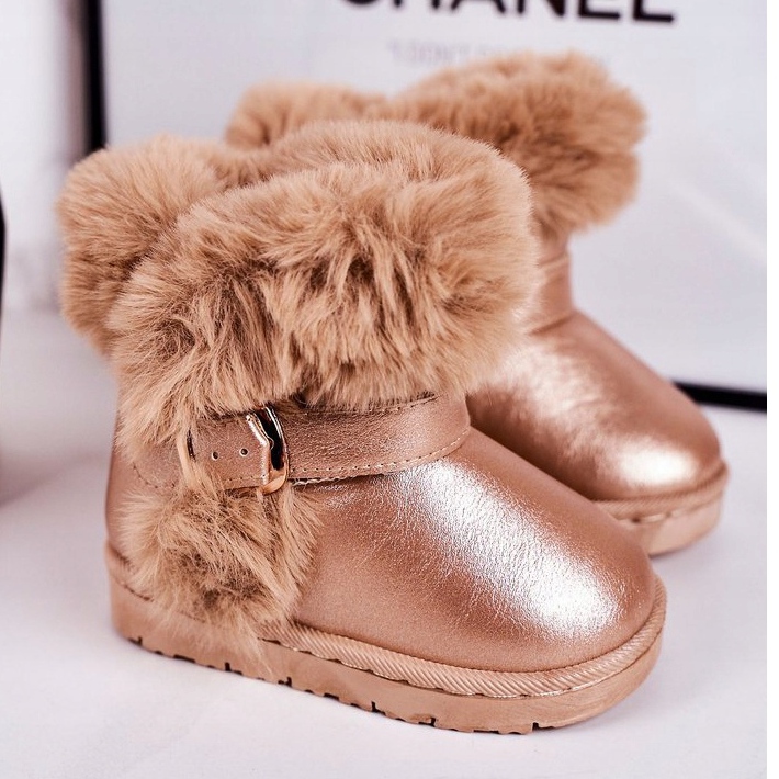 FRROCK Lämpimät lasten lumisaappaat, joissa on turkisruusukultaisia ​​hyytelöitä vaaleanpunainen 1