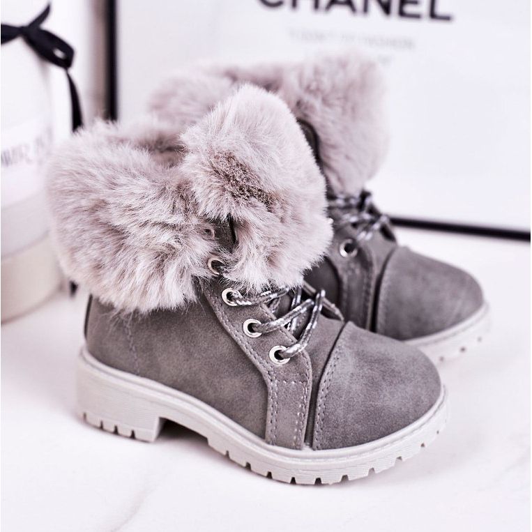 Lasten lämpimät ankkurit turkisharmaa Nella 1