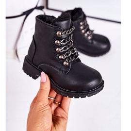 Lasten eristetyt trapperit Eco -nahkaketju Black Rock &amp; Roll musta 2