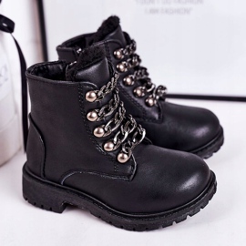 Lasten eristetyt trapperit Eco -nahkaketju Black Rock &amp; Roll musta 1