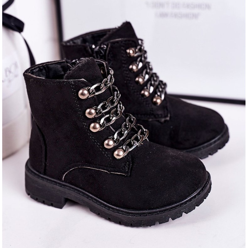 Lasten eristetyt Trappers Eco Suede Chain Black Rock &amp; Roll musta 1