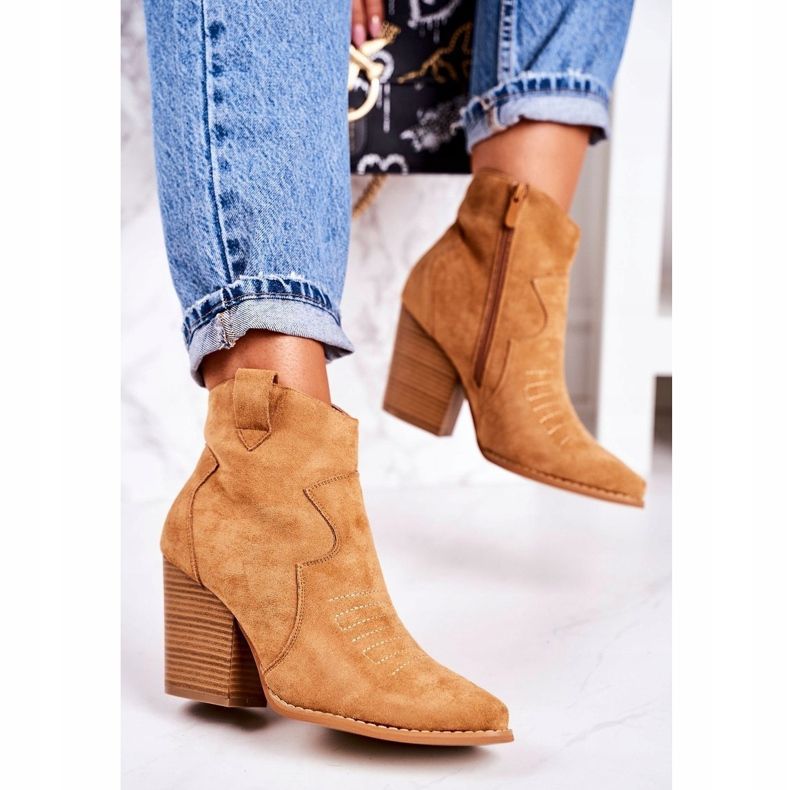 MSMG Naisten lämpimät cowboy -saappaat Caramel Margaret ruskea 1