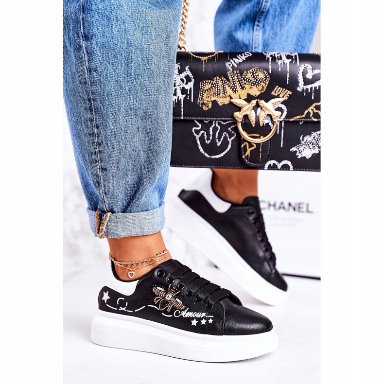 Naisten urheilukengät Lenkkarit, joissa on perho musta Amour 1