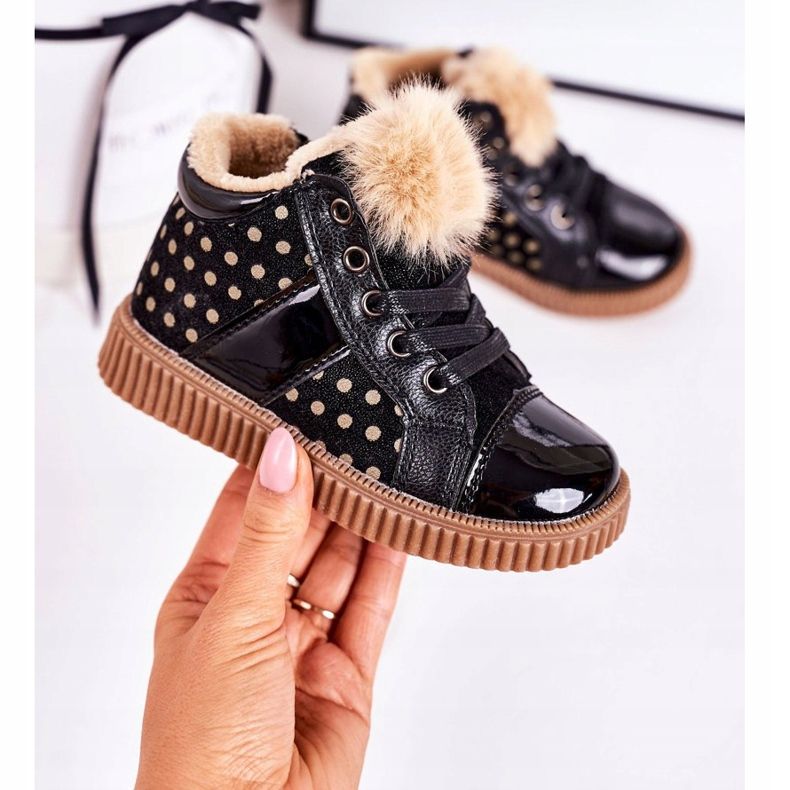 Linshi Lasten lämpimät saappaat Lenkkarit Polka Dots -musta Anastasia 2