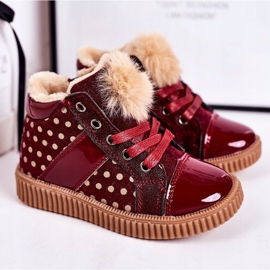 PL1 Lasten lämpimät saappaat Lenkkarit Polka Dots Red Anastasia punainen 1