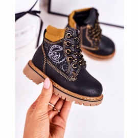 PL1 Lasten lämpimät saappaat Trapperit mustalla Bobby -kumipohjalla oranssi 2